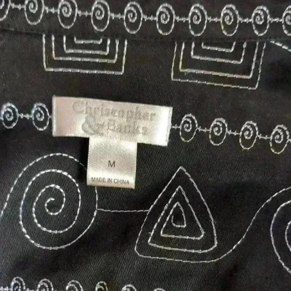 Christopher & Banks Black and White Button Down Shirt - Picture 2 of 7